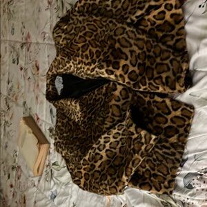 Leopard Print Faux Fur Coat
